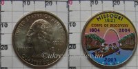 25 центов США "Миссури" (2003) UNC KM# 346 P Цветная