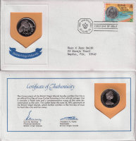 25 центов "Мангровая кукушка" Британские Виргинские острова (1973-1977) PROOF KM# 4 В буклете
