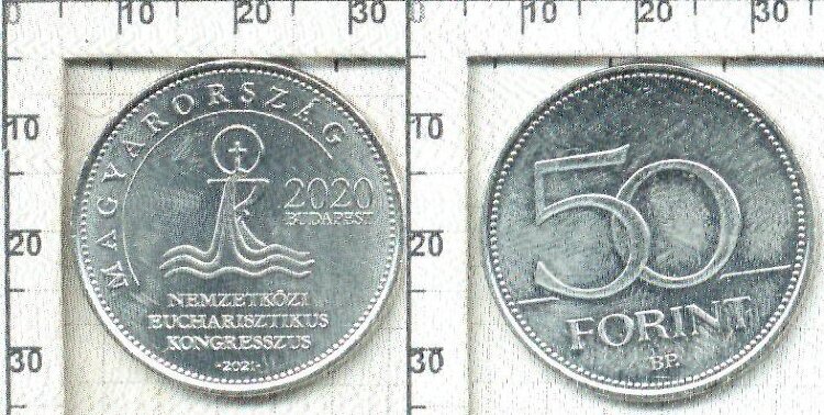 50 форинтов Венгрия "52-й Международный евхаристический конгресс" (2021) UNC KM# NEW