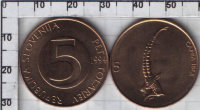 5 толаров Словения "Козел" (1995-2000) UNC KM# 6