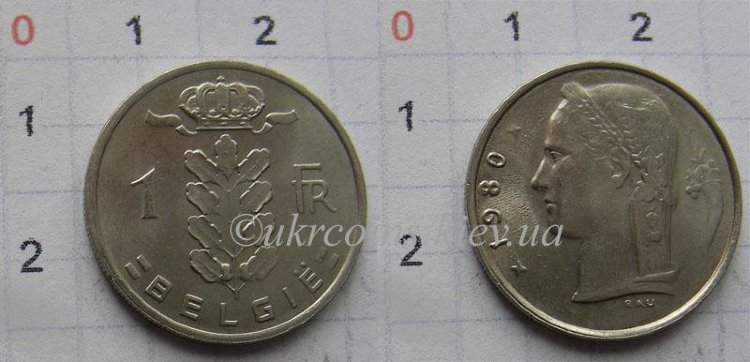 1 франк Бельгия "Belgie"(1967-1988) XF KM# 143.1