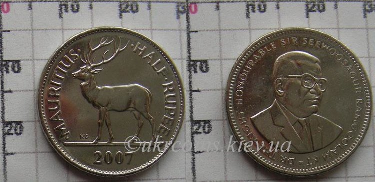 1/2 рупии Маврикий (1999-2009) UNC KM# 54