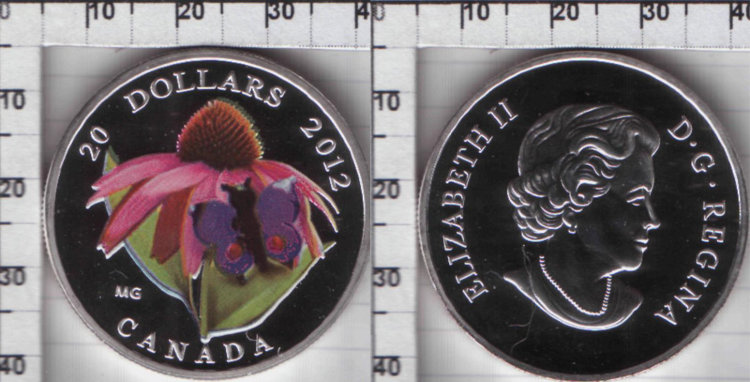 20 долларов Канада "Бабочка на цветке" (2013) UNC КОПИЯ Цветная