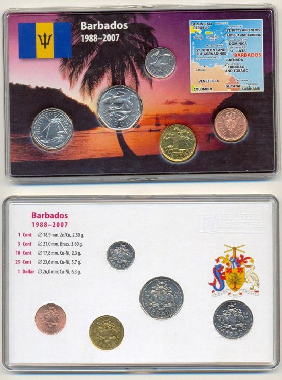 Набор Барбадоса в пластиковой упаковке (1988-2007) UNC
