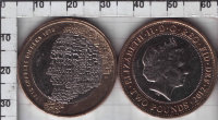 2 фунта Великобритания "200 лет со дня рождения Чарльза Диккенса" (2012) UNC KM# 1224