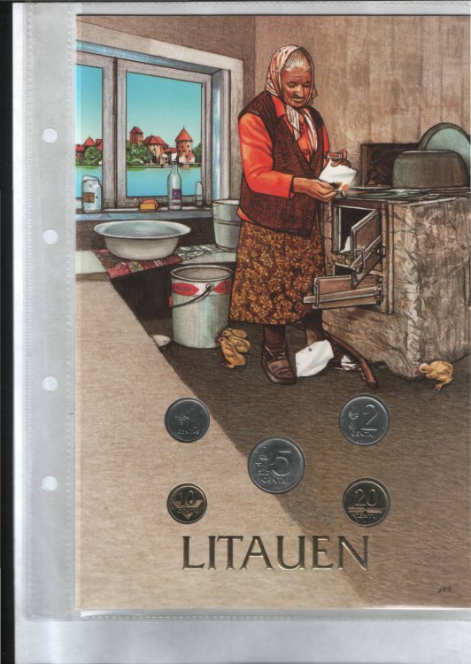Набор Литвы из 5 монет. В пластиковой упаковке (1991-1999) UNC