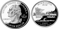 25 центов США "Миннесота" (2005) UNC KM# 371 D