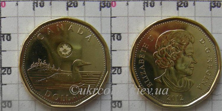 1 доллар "Плывущая утка" Канады "Четвертый портрет королевы" (2012) UNC KM# 1255 