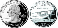 25 центов США " Северная Каролина" (2001) UNC KM# 319 P 