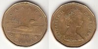 1 доллар Канада "Второй портрет королевы" (1987-1989) XF KM# 157