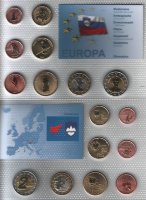 Набор пробных евромонет 1,2,5,10, 20, 50 центов 1,2 евро Словения (2006) UNC в пластиковой запайке 