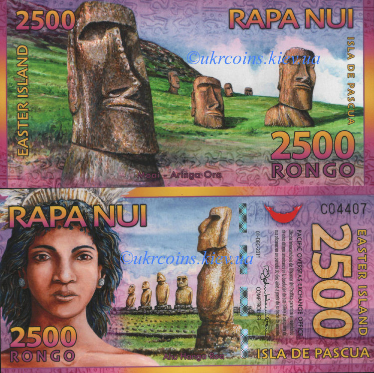 2500 ронго остров Пасхи (2011) UNC - сувенир