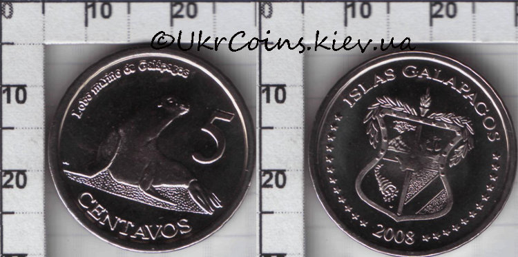 5 центаво Галапагосские острова (2008) UNC KM# NEW