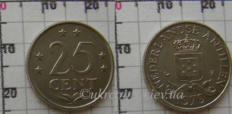 25 центов Нидерландских Антильских островов (1970-1983) XF KM# 11 