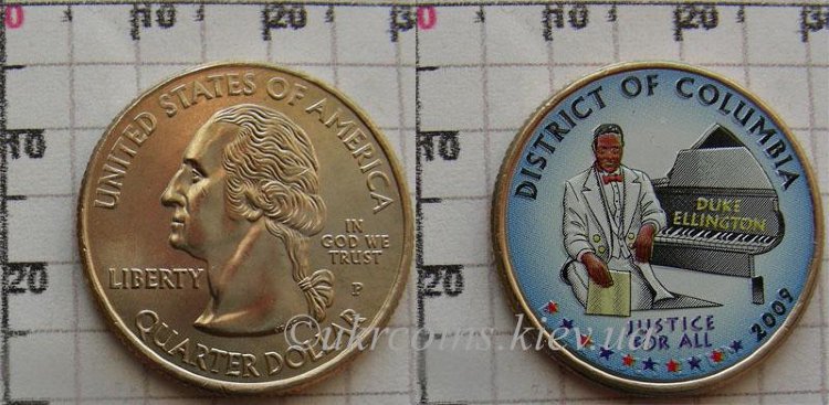 25 центов США "Округ Колумбия" (2009) UNC KM# 445 P Цветная