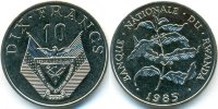 10 франков Руанда (1985) UNC KM# 14.2