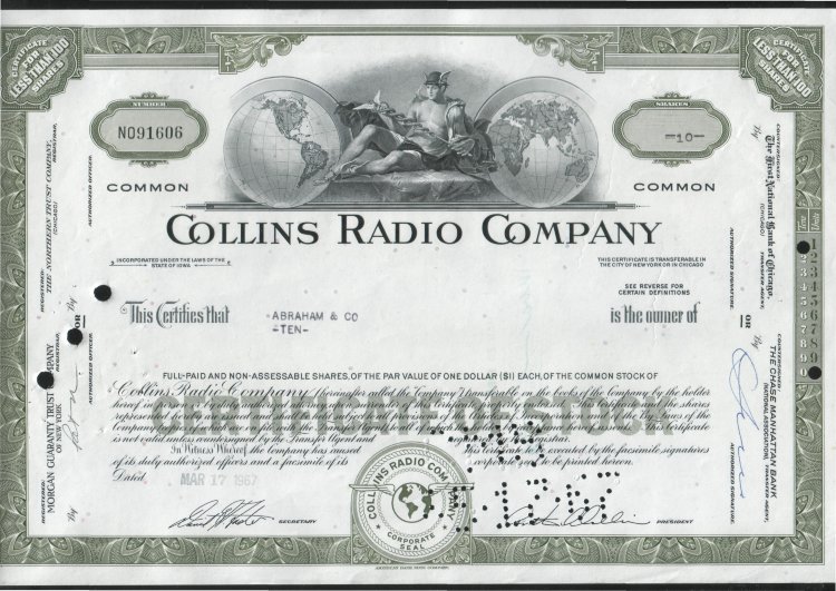  Aкция США "Collins Radio Company" 1967
