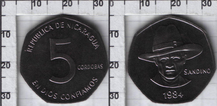 5 кардоба Никарагуа (1984) UNC KM# 44a