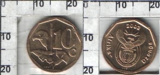 1111i3.jpg 10 центов "Afrika Dzonga" Южно-Африканская Республика (2002) UNC KM# 269