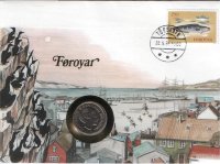 1 крона  Дания (1975-1989) UNC KM# 862.3 (В коверте с маркой)