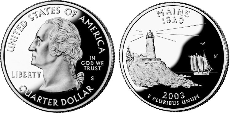 25 центов США "Мэн" (2003) UNC KM# 345 P   