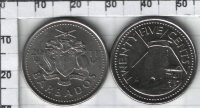 25 центов Барбадос (2008-2009) UNC KM# 13a