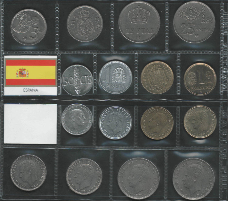 Набор Испании из 8 монет. В пластиковой упаковке