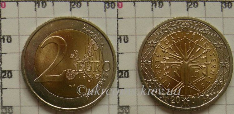 2 евро Франция (2001) UNC KM# 1289