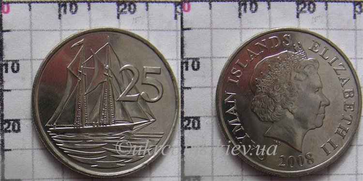 25 центов "Четвертый портрет королевы" Каймановые острова (1999-2008) UNC KM#134
