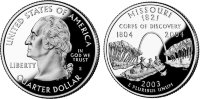 25 центов США "Миссури" (2003) UNC KM# 346 P   