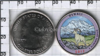 15-й парк 25 центов США "Национальный парк Денали, штат Аляска" (2012) UNC KM# 523 D Цветная