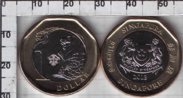 1 доллар Сингапур (2013) UNC KM# NEW