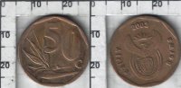 50 центов "Afrika Borwa" Южно-Африканская Республика (2003) XF KM# 330