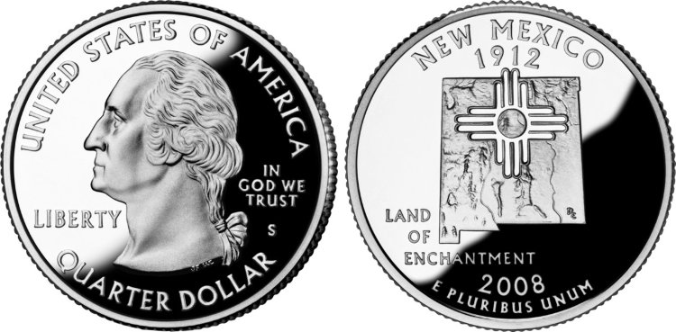 25 центов США "Нью-Мексико" (2008) UNC KM# 422 D