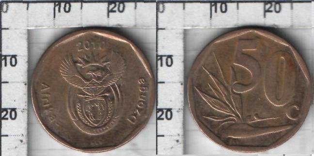 50 центов "Afrika-Dzonga" ЮАР (2010) XF KM# 496