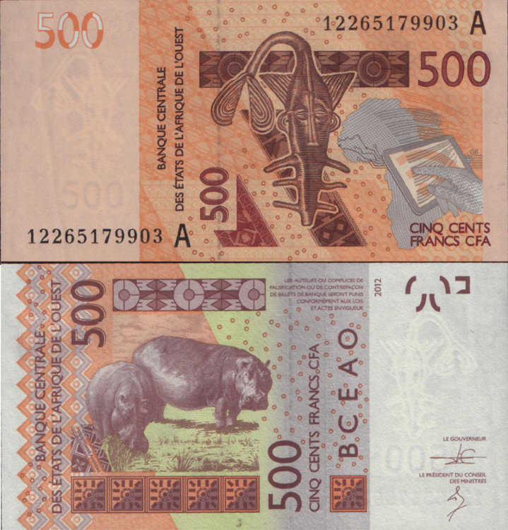 500 франков КФА Кот-д-Ивуара (2012) UNC CI-NEW