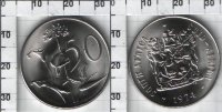 50 центов "SOUTH AFRICA - SUID AFRIKA" ЮАР (1970-1989)  UNC KM# 87 