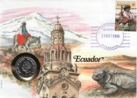 1 сукре Эквадор (1985) UNC KM# 85.1 (В конверте с маркой)