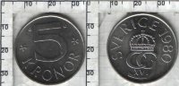 5 крон Швеция (1976-2009) UNC KM# 853-853.а 