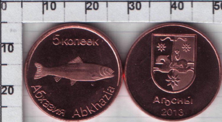 5 копеек "Рыба" Абхазия (2013) UNC KM# NEW