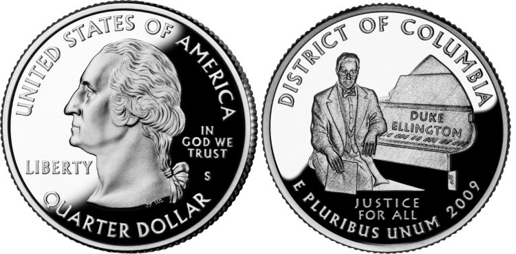 25 центов США "Округ Колумбия" (2009) UNC KM# 445 D