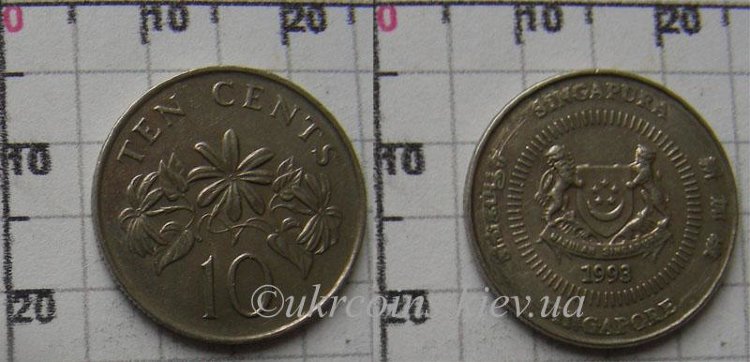 10 центов Сингапур (1992-2007) XF KM# 100