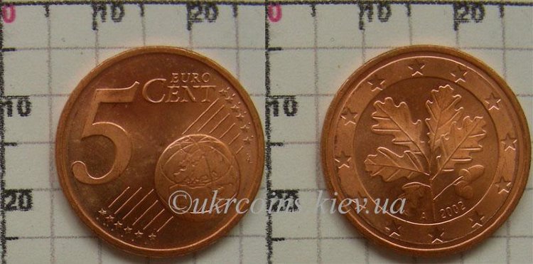 5 евроцентов  Германия (2002) UNC KM# 209