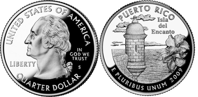 25 центов США "Пуэрто-Рико" (2009) UNC KM# 446 D