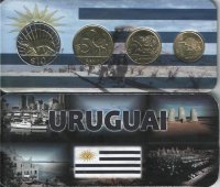 Набор Уругвая 1+2+5+10 песо (2011) UNC (В буклете)