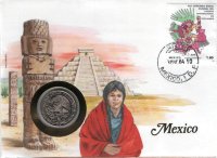1 песо Мексика (1971-1984)  UNC KM# 460 (В конверте с маркой)