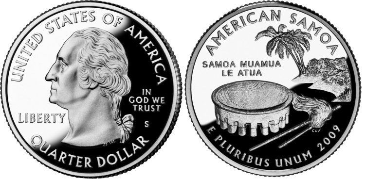 25 центов США "Американское Самоа" (2009) UNC KM# 448 D