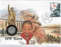 10 чон Северная Корея (1959) UNC KM# 3 (В конверте с маркой)