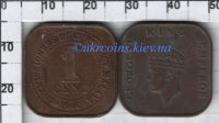 1 цент (Большая) Британская Малайя Георг VI (1939-1941) XF KM# 2