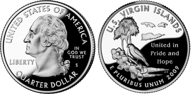 25 центов США "Американские Виргинские острова" (2009) UNC KM# 449 D